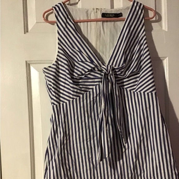 Blue and White Striped Women's Top - Picture 2 of 4